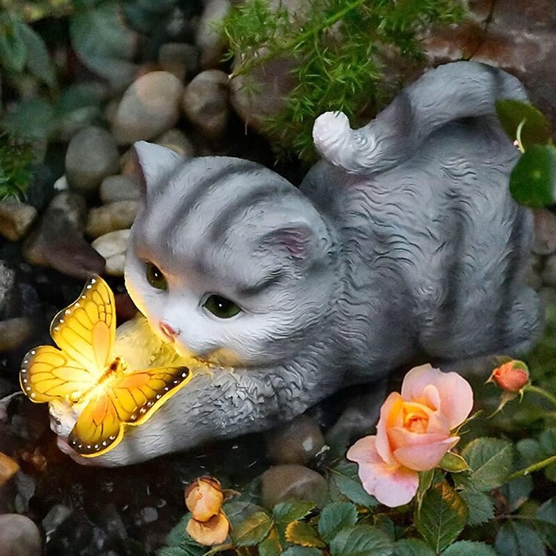 Solar Cute Simulation Cat Garden Light, Outdoor Waterproof Resin Crafts, Creative Animal Home & Patio Decoration