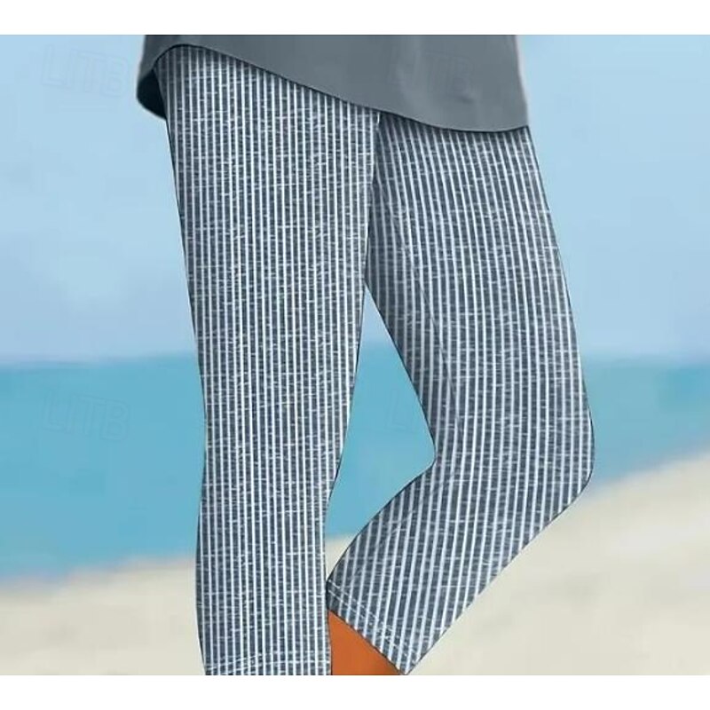 Women's Leggings Capri Pants High Elasticity Fashion Streetwear Full Length High Waist Floral Printing Thermal Warm Breathable Soft  Outdoor Daily Linen Like Dark Gray Combo Summer Spring Regular Fit2