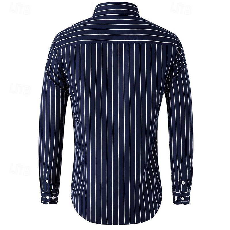 Men's Shirt Summer Shirt Casual Shirt Button Up Shirt Black White Red Navy Blue Blue Long Sleeve Stripes Lapel Vacation Hawaiian Button-Down Clothing Apparel Polyester Fashion Casual Comfortable4