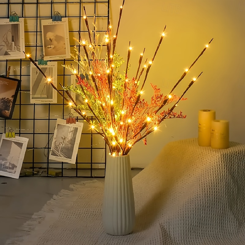 3pcs Led Branch Light, Battery Operated Lighted Branches Vase Filler Willow Twig Lighted Branch 30 Inch 20 LED for Home Party Decoration Indoor Outdoor Use