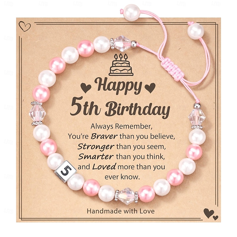 1-8th Birthday Gifts for Girls,Natural Stone Bracelet With Writable Greeting Cards for Friends Sister Daughter2