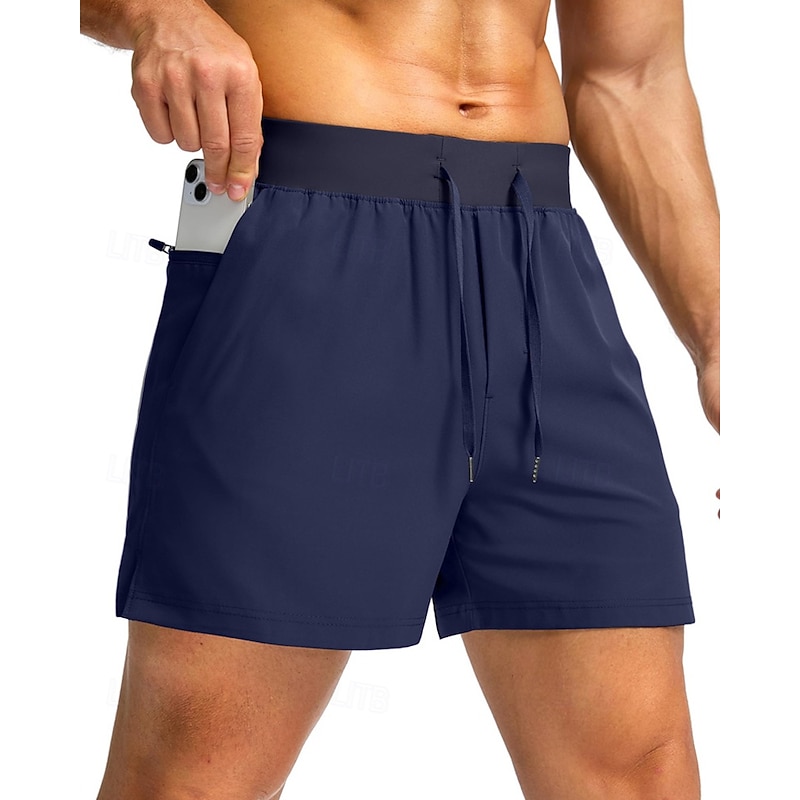 Men's Active Shorts Sweat Shorts Shorts Summer Shorts Pocket Drawstring Elastic Waist Plain Comfort Short Sports Outdoor Daily Going out Fashion Casual Black Navy Blue Micro-elastic3