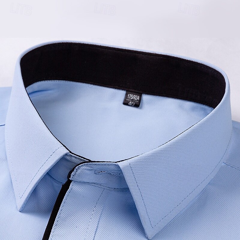 Men's Dress Shirt Non Iron Shirt Plain Wedding Outdoor White Pink Blue Light Purple Long Sleeve Spread Collar Summer Spring Clothing Apparel3