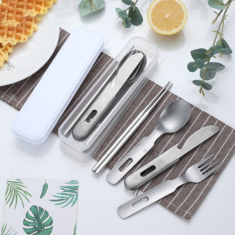 Vintage Stainless Steel Cutlery Set - Portable Outdoor Utensil Set with Carrying Bag - Perfect for Picnics, Camping, and Travel2