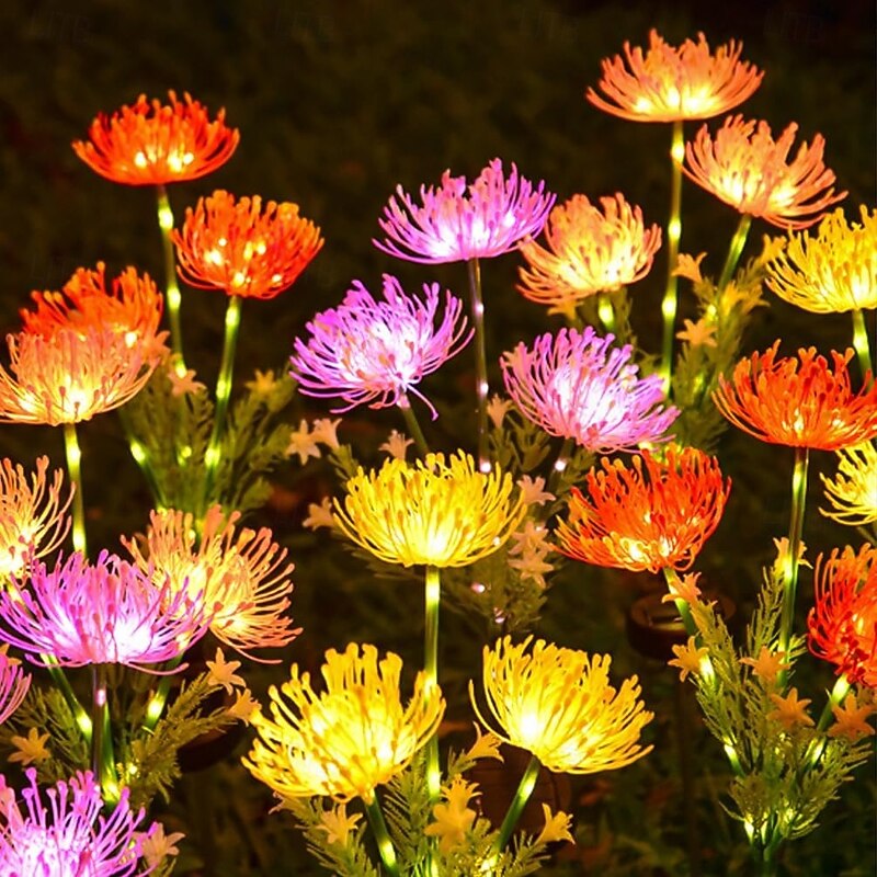 2 Pcs Outdoor Solar Energy Seaside Flower Field Insertion Lamp Courtyard Garden Path Lawn Decoration Lamp Spring Festival Summer Festival Wedding Atmosphere Decoration Lamp