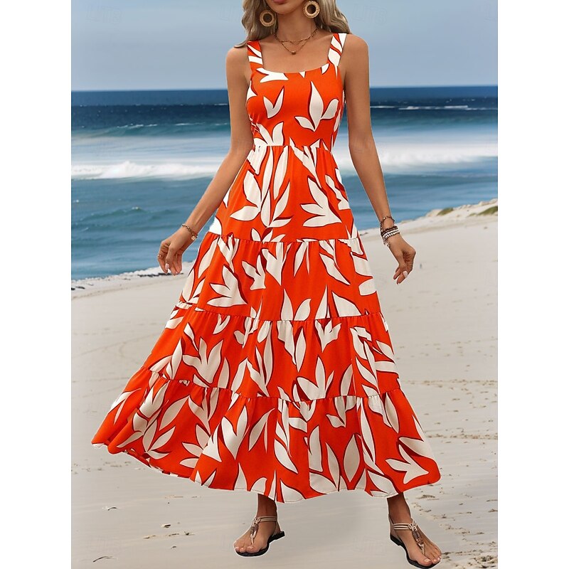 Women's Maxi Dress Casual Dress A Line Dress Slip Dress Stylish Casual Vacation Daily Regular Fit Floral Sleeveless Strap Pink Blue Purple Orange Summer
