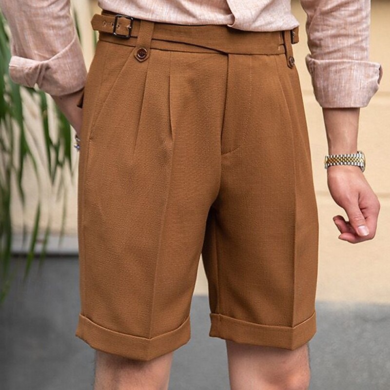 Men's Dress Shorts Summer Shorts Work Shorts Casual Shorts Pocket Plain Comfort Short Formal Party Work Fashion Classic Style Black White Micro-elastic4
