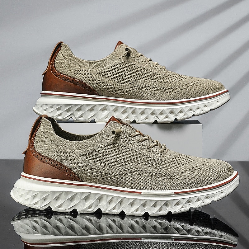 Men's Breathable Knit Lace-Up Sneakers – Lightweight Casual Running Shoes with Cushioned Sole for Walking & Everyday Wear4