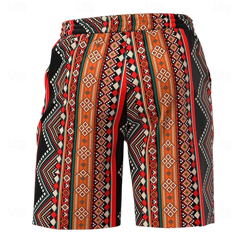 Men's Geometric Pattern Ethnic Swim Trunks Swim Shorts Board Shorts Mid Waist Streetwear Hawaiian Casual Daily Holiday Pocket Drawstring Elastic Waist Designer Clothing Apparel2