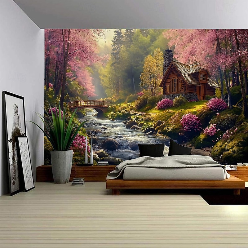 Landscape Hanging Tapestry Wall Art Large Tapestry Mural Decor Photograph Backdrop Blanket Curtain Home Bedroom Living Room Decoration2