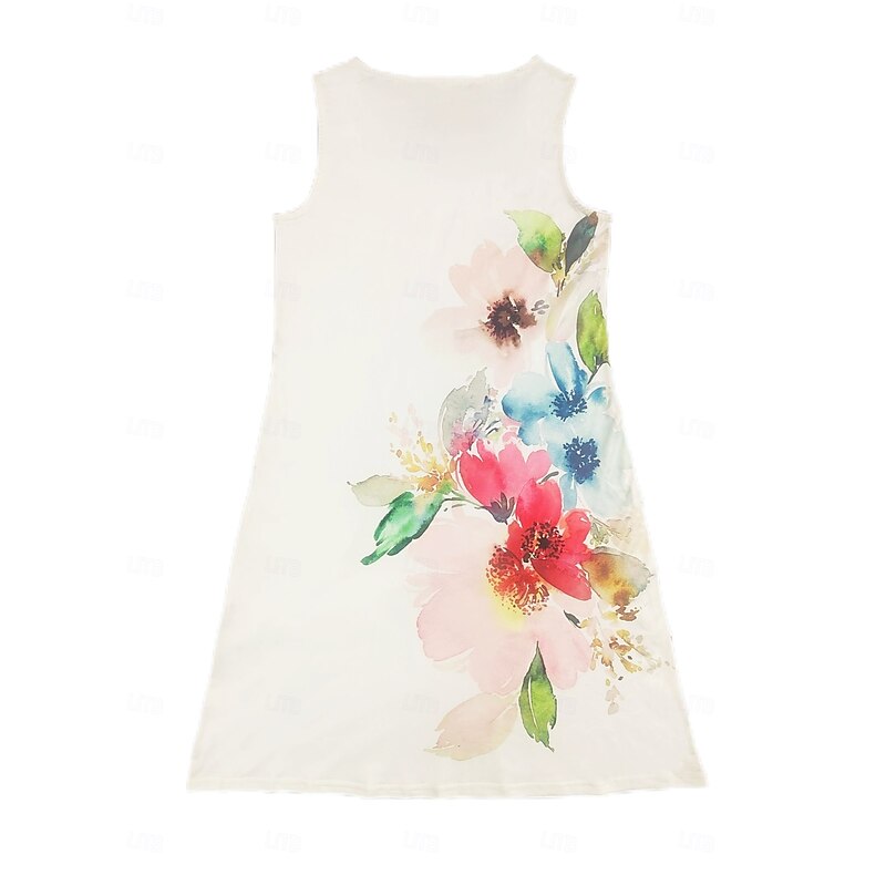 Women's EU / US Size Mini Dress Casual Dress Elegant Dress Elegant Bohemia Vacation Sleeveless Vacation Casual Beach Form Fit Floral Sleeveless V Neck Light Pink Summer3
