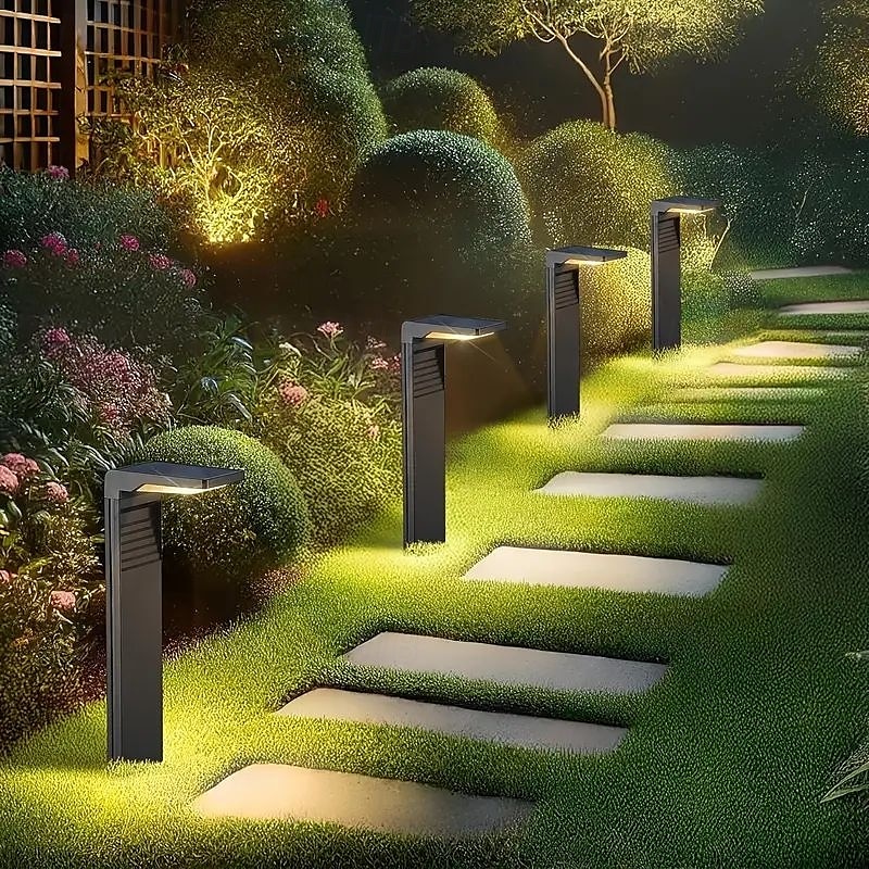 2pcs Solar Pathway Lights Outdoor Waterproof Solar Garden Lights for Path Lawn Driveway Walkway Garden Pool Lighting Decoration