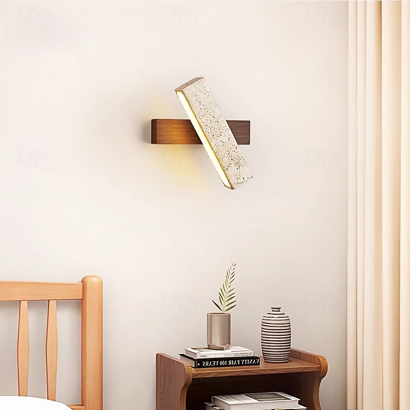 Wabi-Sabi Modern Wood Wall Lamp with LED Strip Wall Light for Bedroom, Living Room, Stairway, Corridor 110-240V2