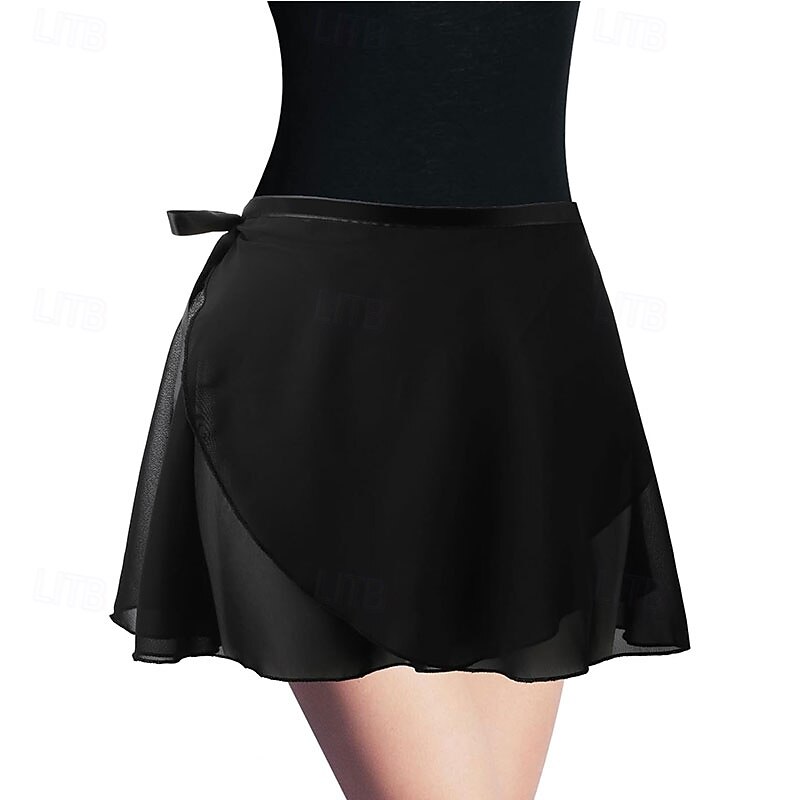 Black Ballet Wrap Skirt with Adjustable Waist Tie Chiffon Skirt Wrap Dance Skirt Breathable Ballet Skirt Women3