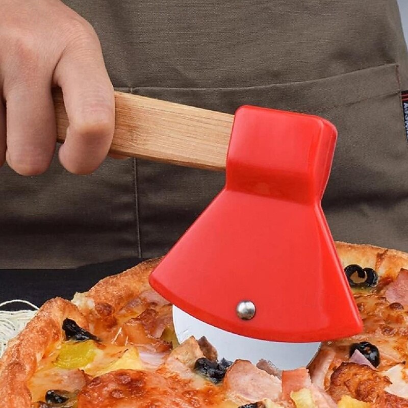 Pizza Cutter Wheel Steel Axe Shaped Round Pizza Cutter With Handle Comfort Grip for Pies Cookies Bread Cakes2