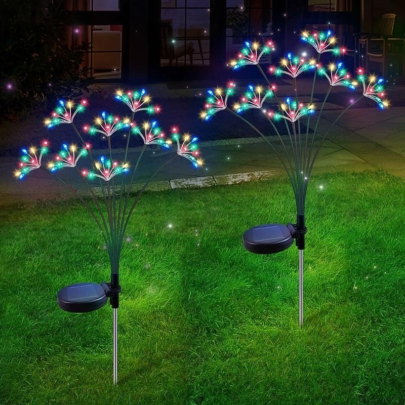 2pcs Solar Fireworks Lights, Waterproof Copper Wire Firefly Starburst Lights for Garden, Pathway, Wedding and Festival Decor2