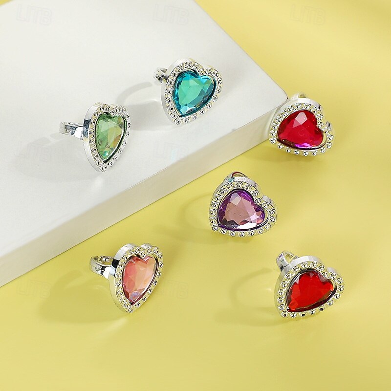 12pcs Dress Up Jewelry Rings, Various Colors Heart Designs, Can Be Used for Birthdays, Carnival Prizes, Treasure Chest Filling, Gift Bag Filling, Pinata Filling, Graduation Season and Back-to-School G