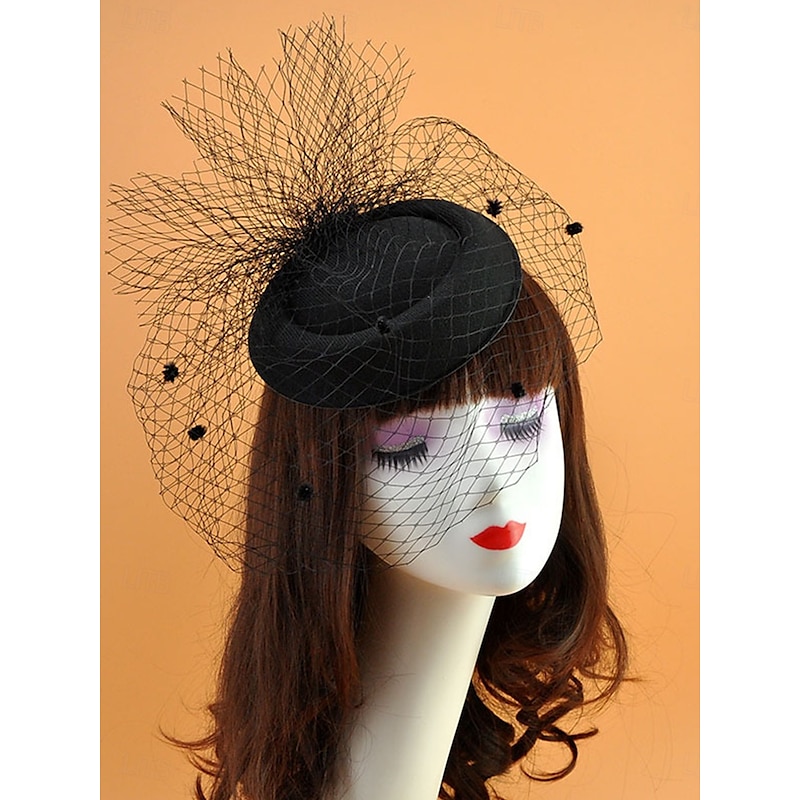 Headdress Tulle Fedora Hat Wedding Elegant Vintage With Tulle Headpiece Headwear Fascinators Race Day Dress2