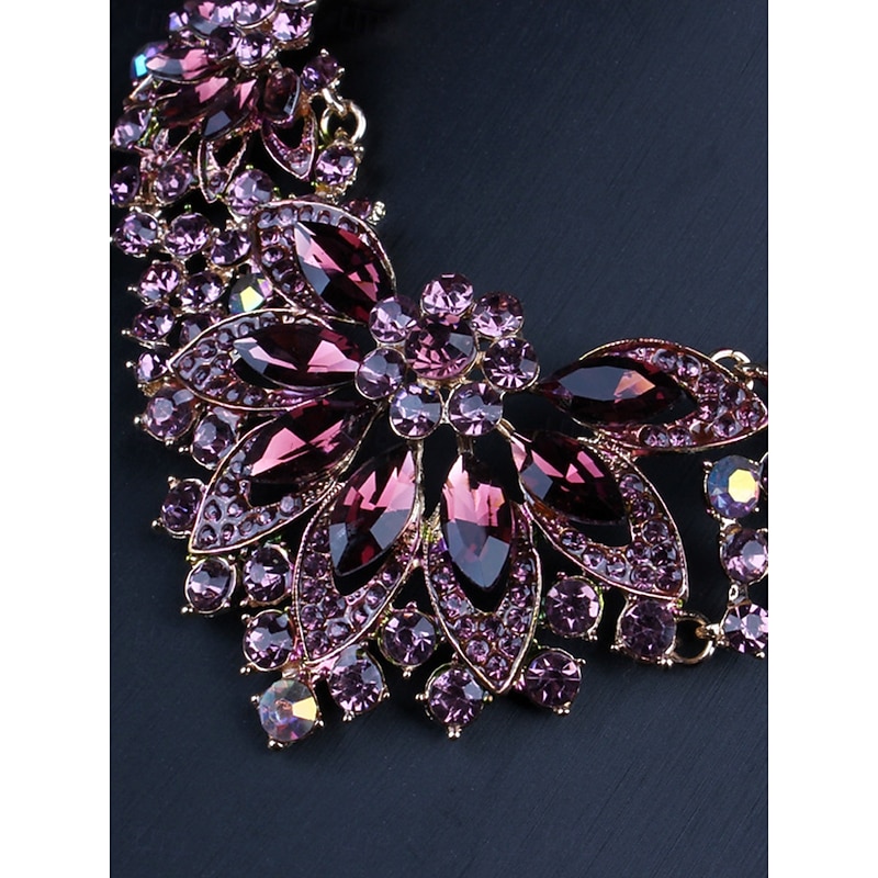 Jewelry Set 2pcs Green Cubic Zirconia Chrome Imitation Diamond 1 Necklace Earrings Women's Elegant Vintage Fashion Vintage Style Classic Jewelry Set For Wedding Party3