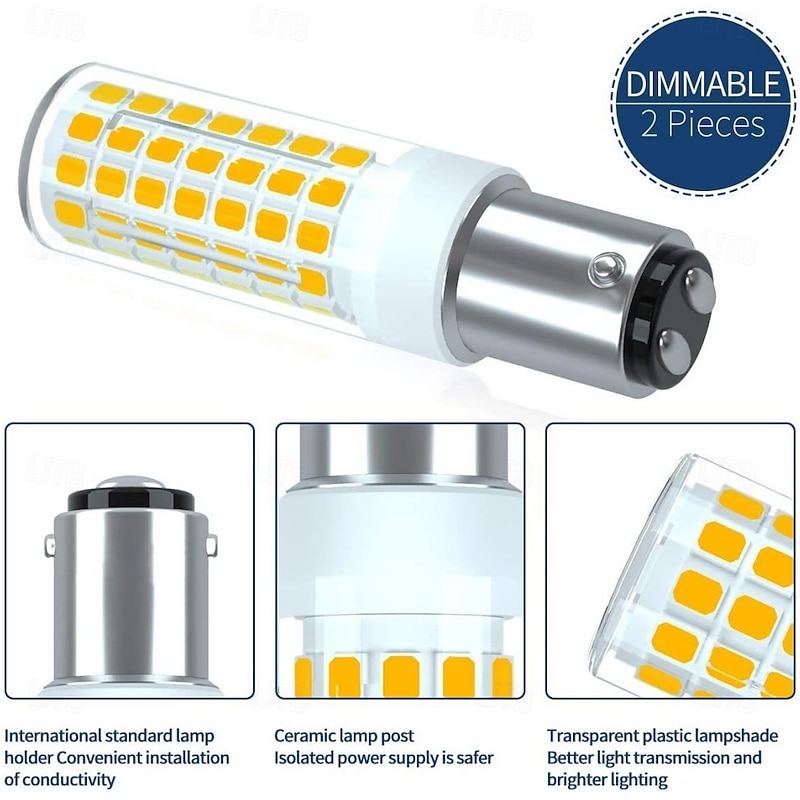 BA15D LED Corn Bulbs 6W 220V Dimmable Double Bayonet Base for Pendants, Ceiling Fans, Sewing Machine 2/6pcs2