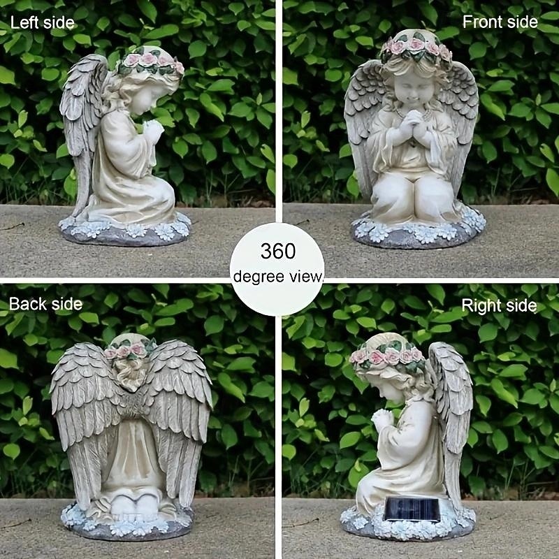 1pc Outdoor Solar Cute Prayer Angel Girl Ornament Light – Garden Path, Lawn and Courtyard Atmosphere Decorative Light4