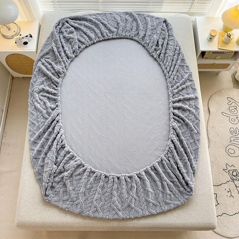 Velvet Fitted Sheet Luxury Super Soft Cozy Comfy Knit Suitable for Fall Winter and Spring Solid Color3