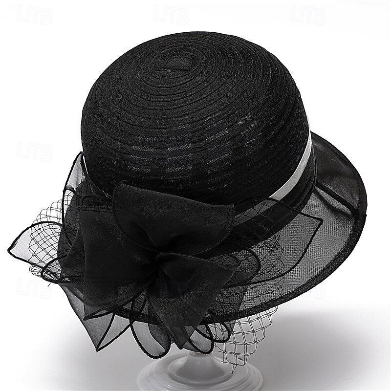Headwear Organza Bucket Hat Wedding Birthday Casual Evening Party Cocktail Elegant Cute With Floral Headpiece Headwear4