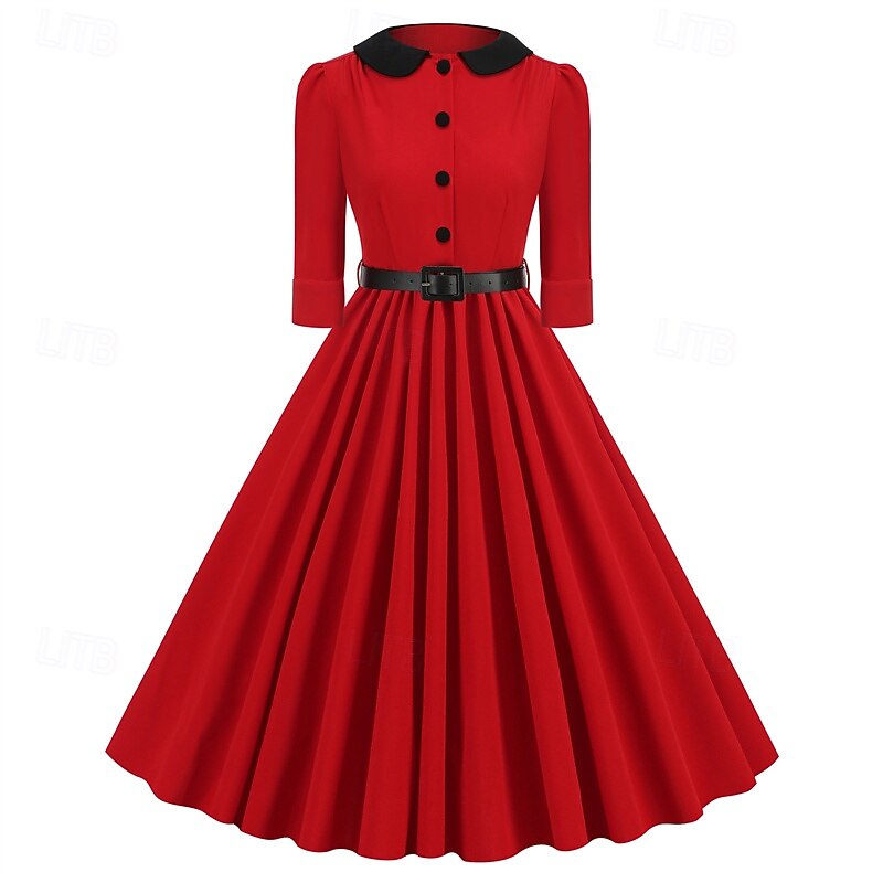 Retro Vintage 1950s Cocktail Dress Dress A-Line Fancy Dress Women's Carnival New Year Masquerade Casual Daily Bachelorette Party Adults' Dress
