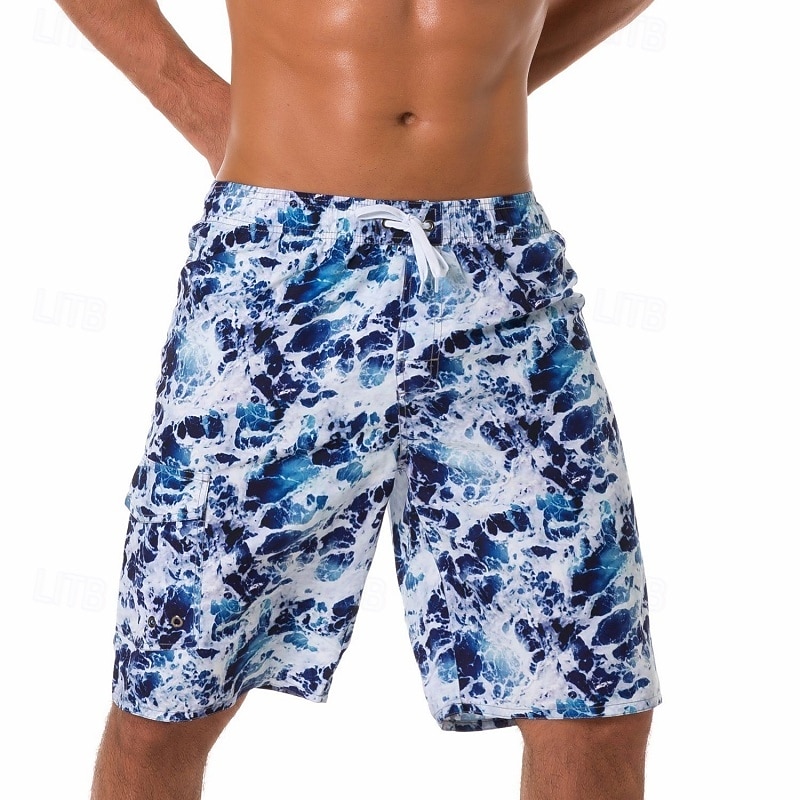 Men's Swim Trunks Swim Shorts Board Shorts Bottoms Drawstring with Pockets Swimming Surfing Beach Water Sports Gradient Printed Summer Spring