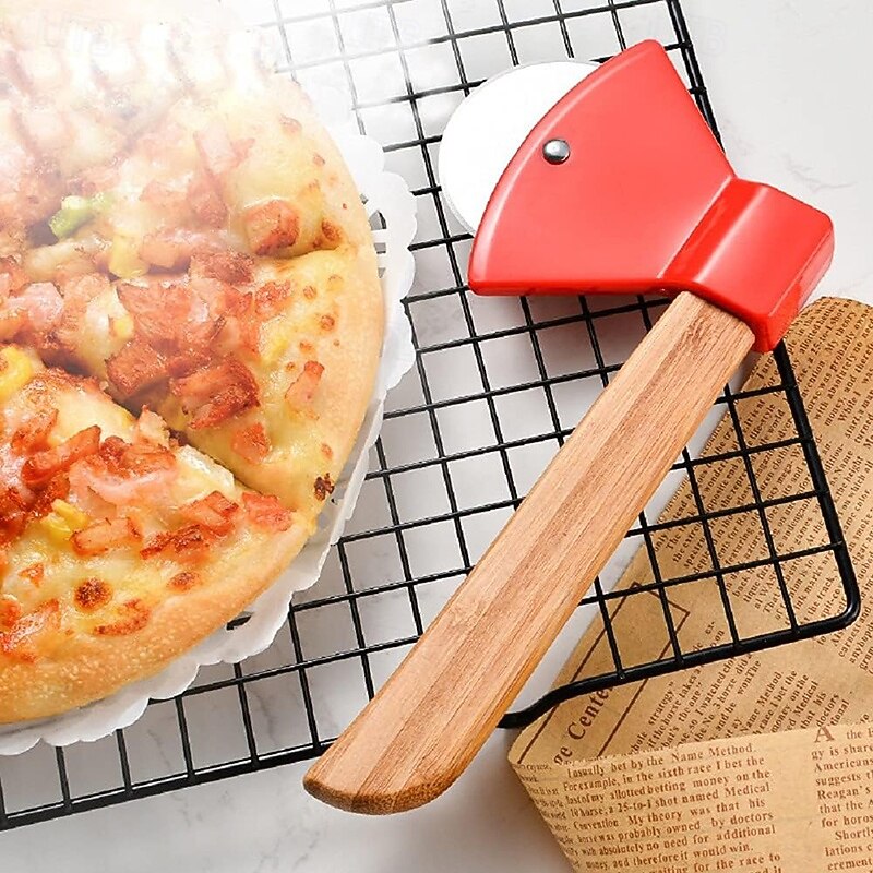 Pizza Cutter Wheel Steel Axe Shaped Round Pizza Cutter With Handle Comfort Grip for Pies Cookies Bread Cakes3