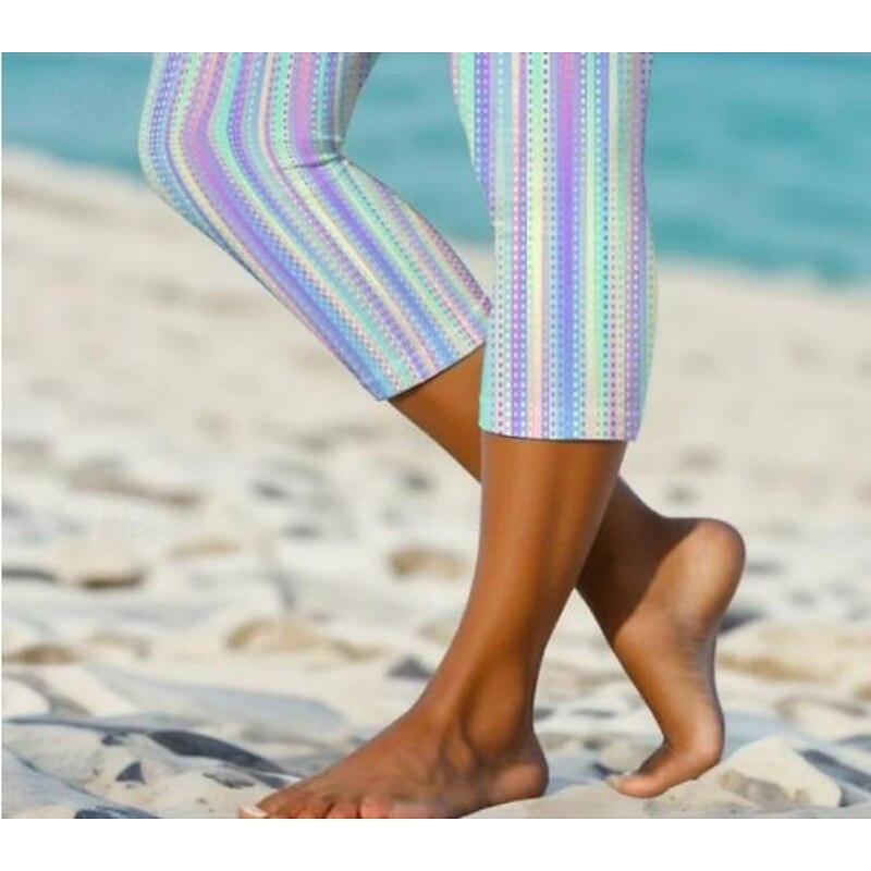 Women's Leggings Capri Pants High Elasticity Fashion Streetwear Full Length High Waist Plaid Printing Thermal Warm Breathable Soft  Outdoor Daily milk white Fall Winter Regular Fit3