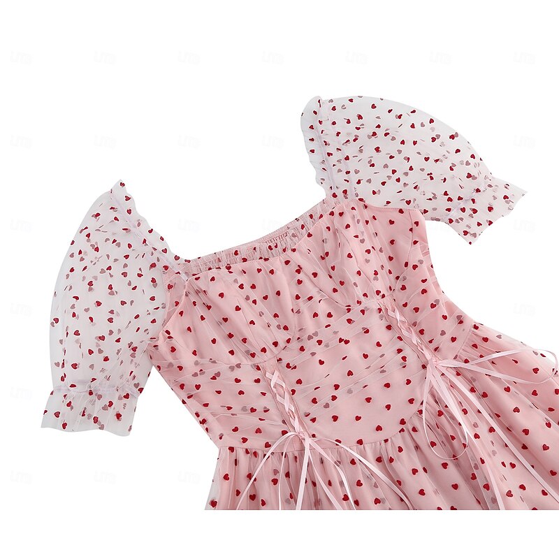 1950s Vintage Inspired Vintage Dress Knee Length Dress A-Line Dress Tea Dress Heart A-Line Fancy Dress Women's Christmas Carnival New Year Homecoming Casual Daily Bachelorette Party Adults' Dress3