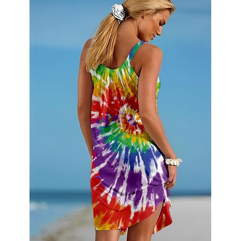 Women's Mini Dress Casual Dress Sundress Summer Dress Slip Dress Casual Vacation Loose Fit Floral Sleeveless Strap Colourful Black Blue Purple Summer2