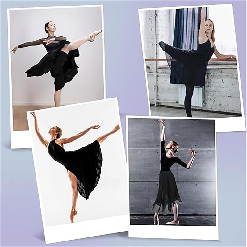 Women's Ballet Wrap Dress Chiffon Dance Wrap Skirt with Adjustable Waist Tie Gymnastics and Ballet Dance Skirts for Women Black Dancewear4