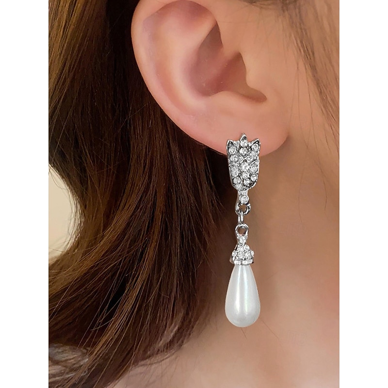 Elegant Pearl Bridal Jewelry Set – Double-Layer Necklace & Drop Earrings with Rhinestone Accents, Vintage Wedding Accessories for Women, Formal Evening & Party Jewelry3