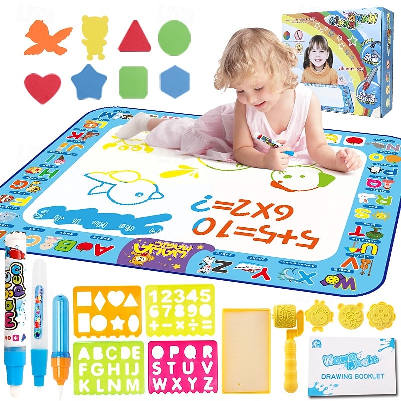 Extra-Large Reusable Water Painting Mat Extra-Large Reusable Water Painting Mat - Colorful Doodle Canvas for Youngsters & Family Fun Creative Art Activity Blanket