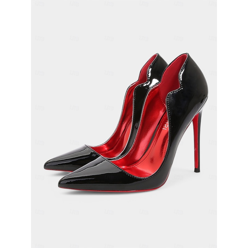 Black Patent Leather High Heels with Red Soles – Pointed Toe, Stiletto Heels for Women – Perfect for Evening Wear and Special Occasions4