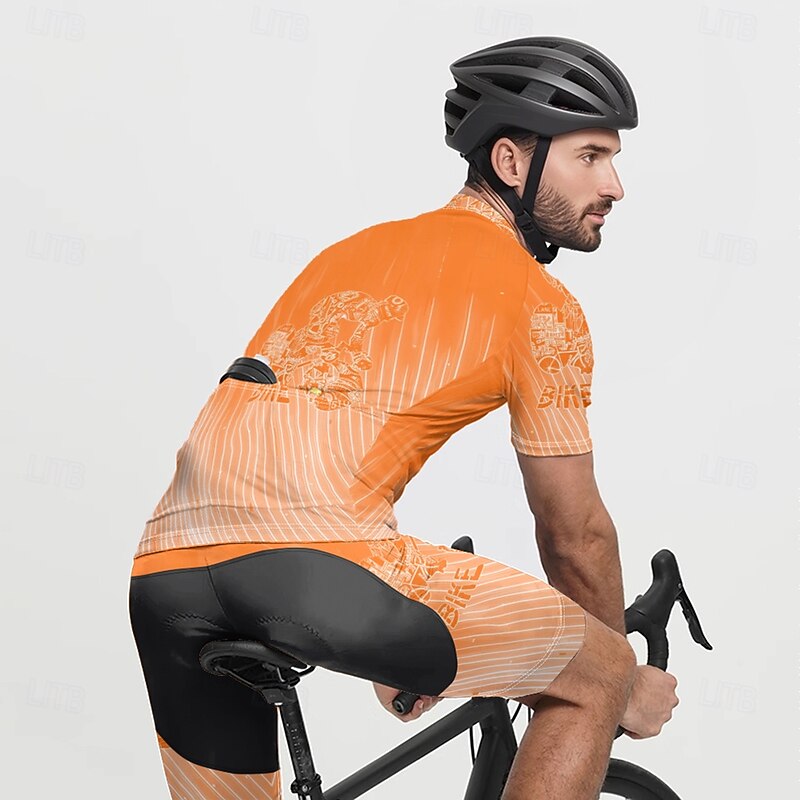 Men's Cycling Jersey Gradient Short Sleeve Bike Tee Tshirt Jersey with 3 Rear Pockets Mountain Bike MTB Quick Dry Anatomic Design Wicking Breathable Sports Black Purple Orange Clothing Apparel2