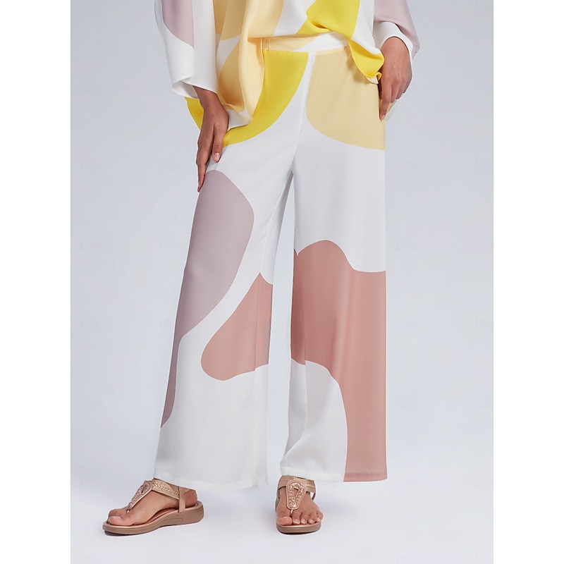 Loose Fit Elastic Waist Wide-Leg Pants with Pocket