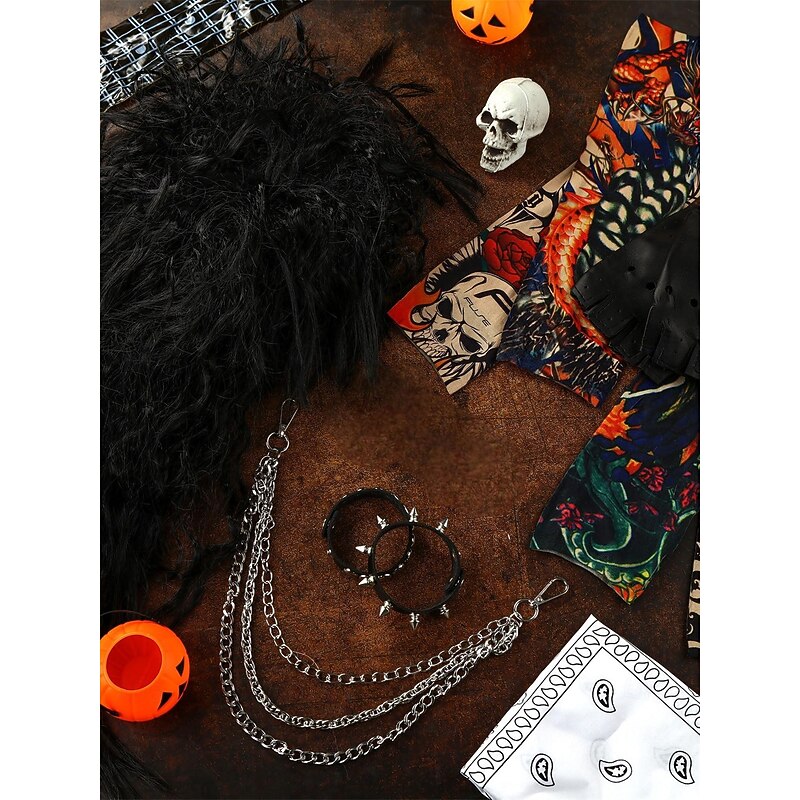 Retro Vintage 1980s Fancy Cosplay Costume Outfits Pop Star Rocker Fancy Dress Men's Masquerade Party Pride Parade Pride Month Adults' 1 Bracelet Sleeves Gloves3