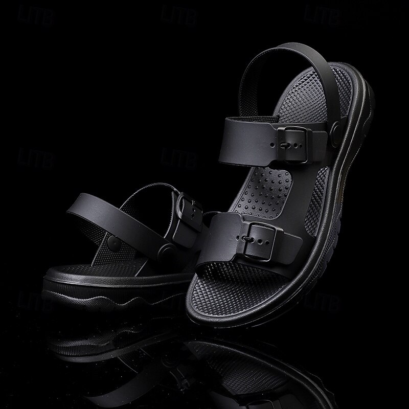 Men's Black Sport Sandals with Adjustable Buckle Straps, Comfortable Design for Outdoor, Casual and Summer Activities3