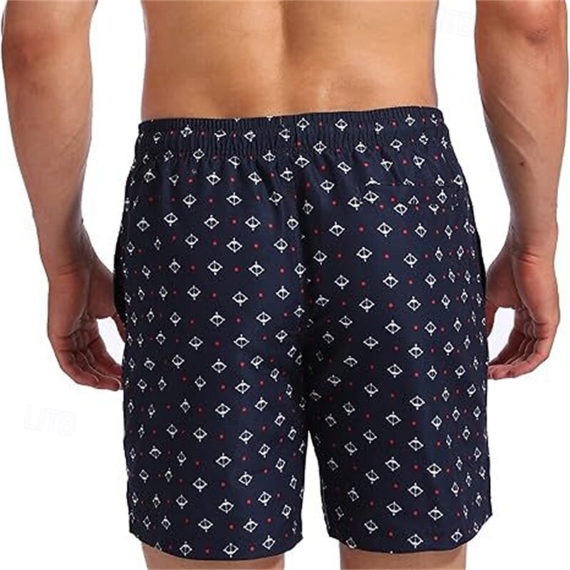 Men's Swim Trunks Swim Shorts 4-Way Stretch Fabric Board Shorts Bottoms Drawstring with Pockets Swimming Surfing Beach Water Sports Tropical Printed Summer Spring2