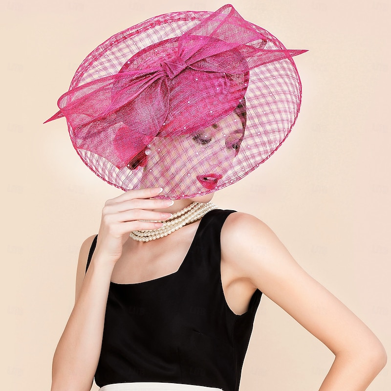 Hats Sinamay Top Hat Sinamay Hat Wedding Tea Party Elegant Wedding With Hollow-out Pure Color Headpiece Headwear4