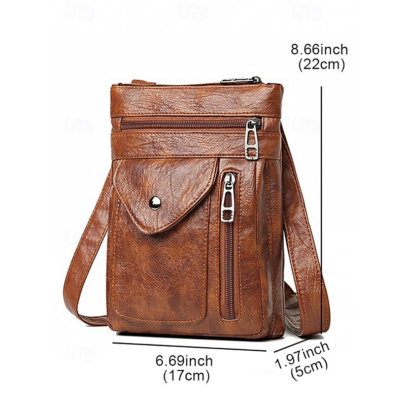Women's Vintage Faux Leather Crossbody Bag - Multi-Pocket Crossbody Bag for Travel, Work and Leisure Black Brown Green4