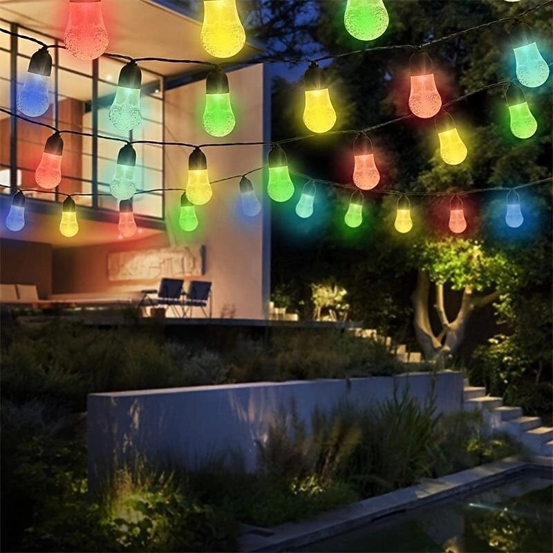 5M-20Leds Outdoor Solar Colored Bubble Ball Light String Courtyard Camping Tent Garden Wedding Festival Atmosphere Decoration Light String