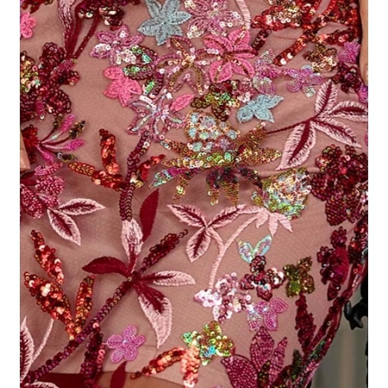 Sheath / Column Evening Gown Elegant Dress Formal Wedding Floor Length Sleeveless One Shoulder Stretch Crepe with Glitter Ruffles Embroidery4