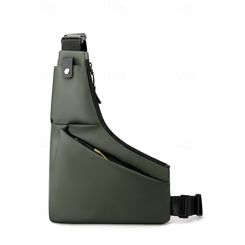 Waterproof Anti-Theft Sling Bag for Men – Minimalist Crossbody Chest Bag with Multiple Pockets, Lightweight Shoulder Backpack for Travel & Daily Use Black Green Grey4