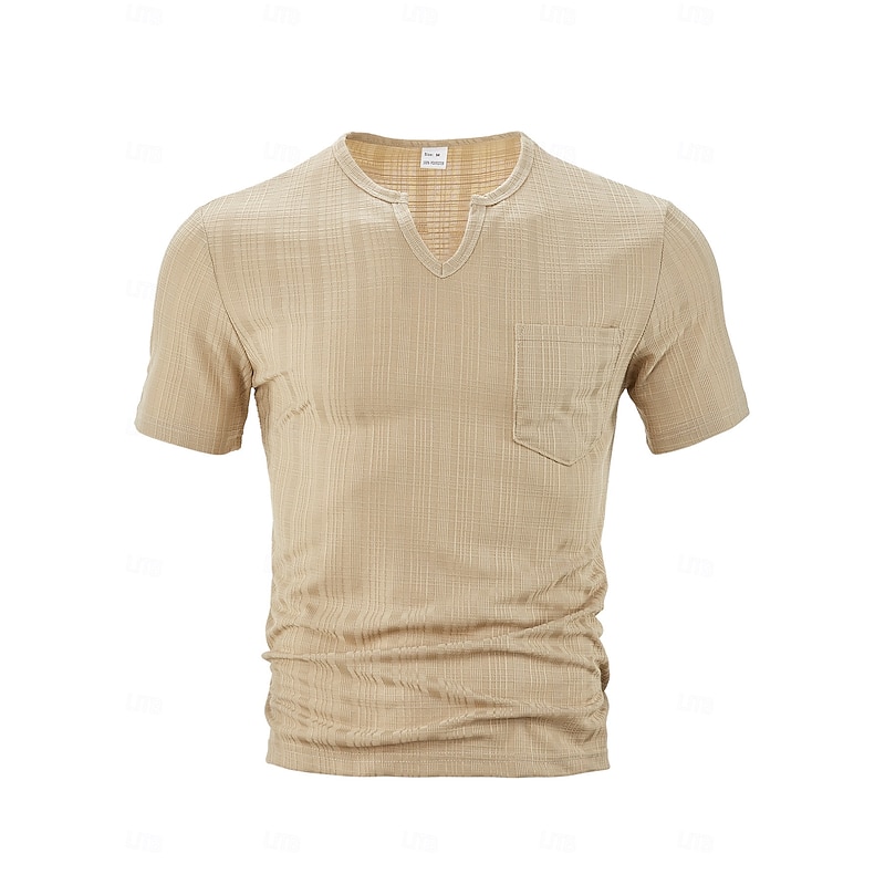 Men's T Shirt Tee Top Short Sleeves V Neck Summer Plain Pit Strip Fashion Designer Pocket Vacation Street Casual Daily Black White Gray Top Tee for Men2