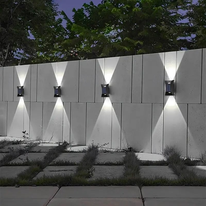 Solar Wall Light - Durable UP & Down Illumination, Waterproof IP65, Outdoor Fence, Garden, Porch, Garage Lighting 1/2pcs4
