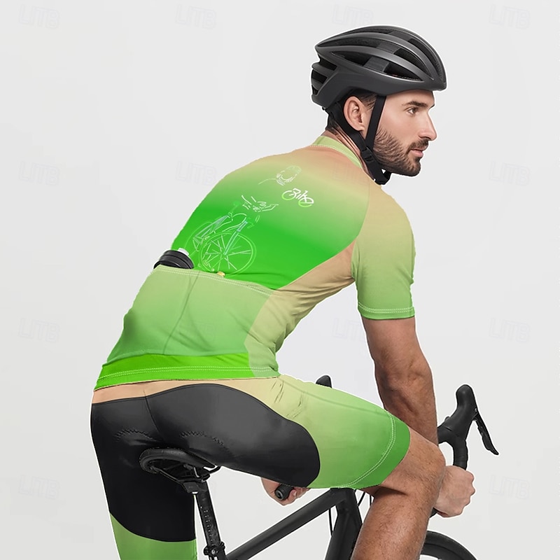 Men's Cycling Jersey Gradient Short Sleeve Bike Tee Tshirt Jersey with 3 Rear Pockets Mountain Bike MTB Quick Dry Anatomic Design Wicking Breathable Sports Blue Purple Green Clothing Apparel